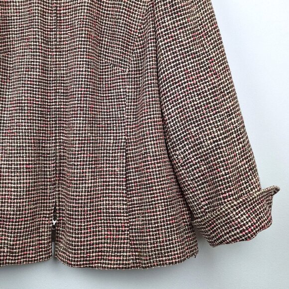 100% Silk Tweed Blazer Jacket Size 14. Pink White Brown Boucle Elana by Tanner - Picture 5 of 16